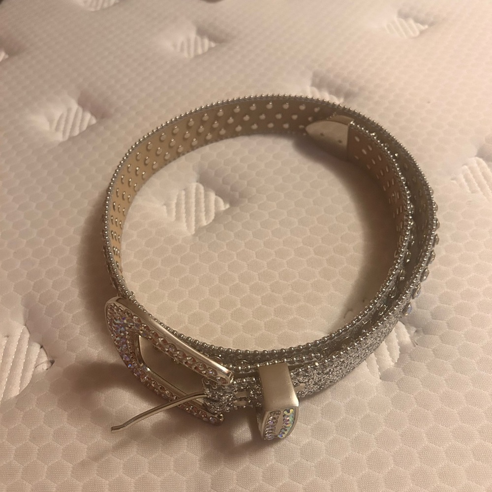B.B. Simon Silver Studded Belt